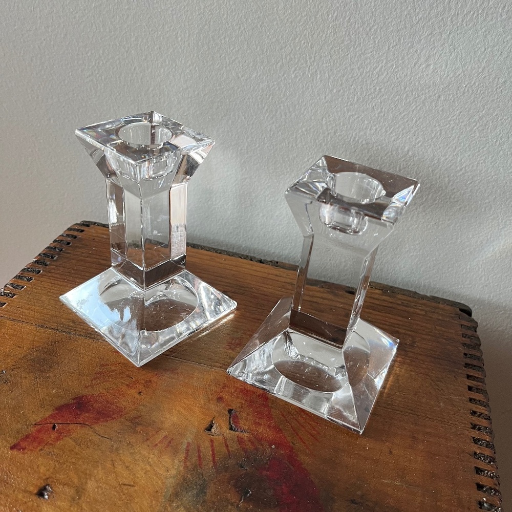 Villeroy & Bach Clear Glass Tapered Candle Holders